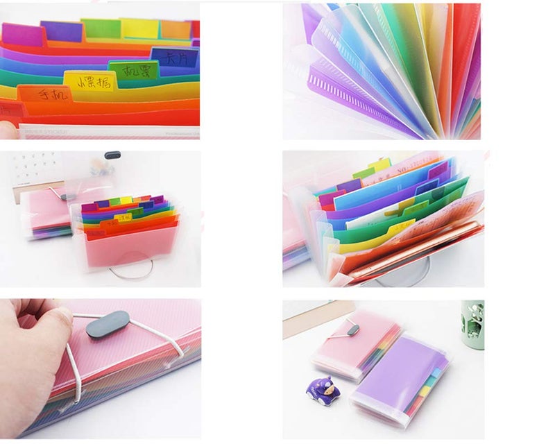 BigBigMe 2 Pack Expanding File Folder,A6 Mini Accordion File Organizer,13 Pockets Rainbow Receipt Organizer Wellet for Monthly Bills,Cards,Check Coupons,Vouchers,Receipt Tax Item or Changes,Coupon Organizer - Image 4